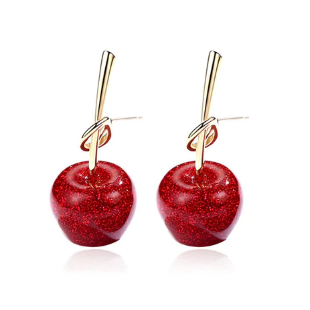 Cherry Earrings With Gold Post. Unique!